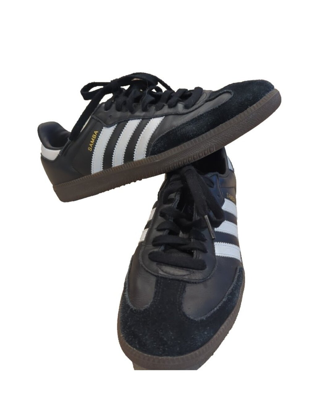 Adidas Samba Black White Leather Lace Up Low Top Sneakers Men's Size 9 Unisex-lp - Picture 2 of 10